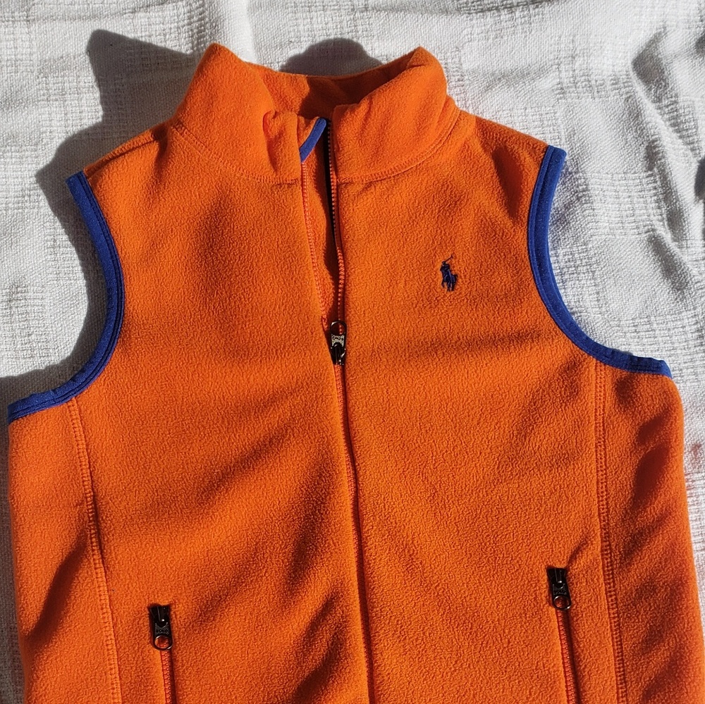 Polo Ralph Lauren boys zip Orange vest sz 7